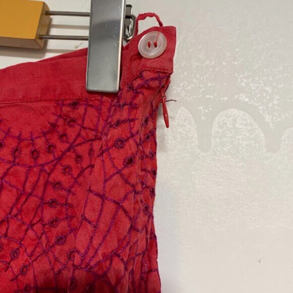 French Connection Red Embroidered A-Line Skirt – Size 6 - Picture 5 of 6